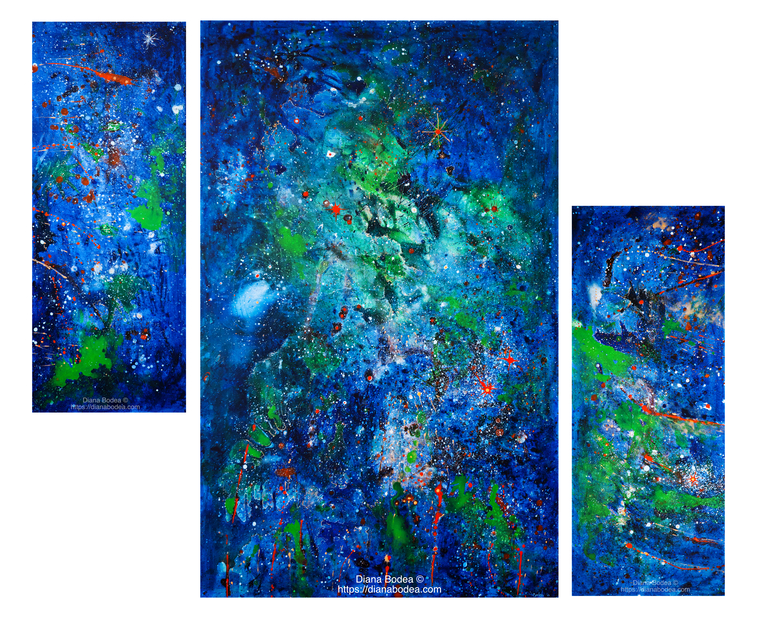 Blue - Tiptic 40x100cm 100x160cm 40x100cm